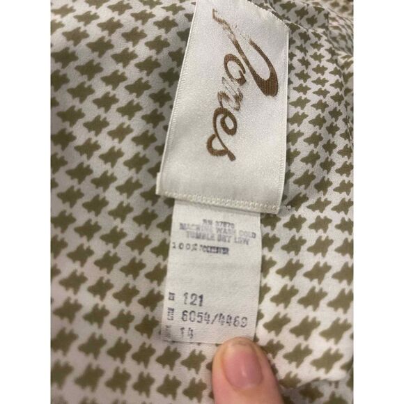 Vintage 80s ladies dress white/tan by Jones size 16 - Picture 6 of 7